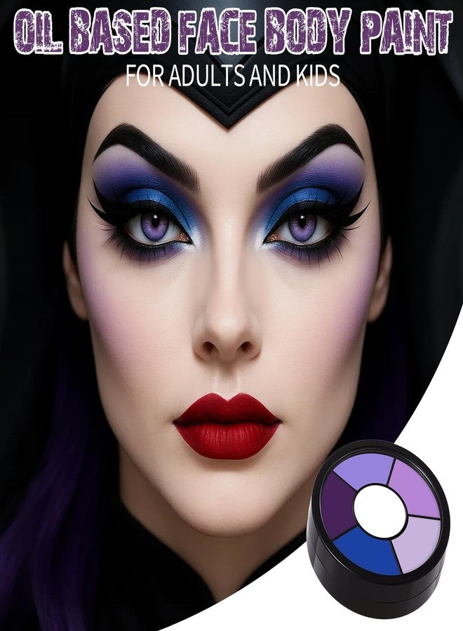 BOBISUKA Purple Face & Body Paint – 6 Colors Cream Washable Face Paint for Ursula Witch Gothic Queen Celebrations Costume & Theme – Easy to Blend, High Pigment & Long Lasting - Image 5
